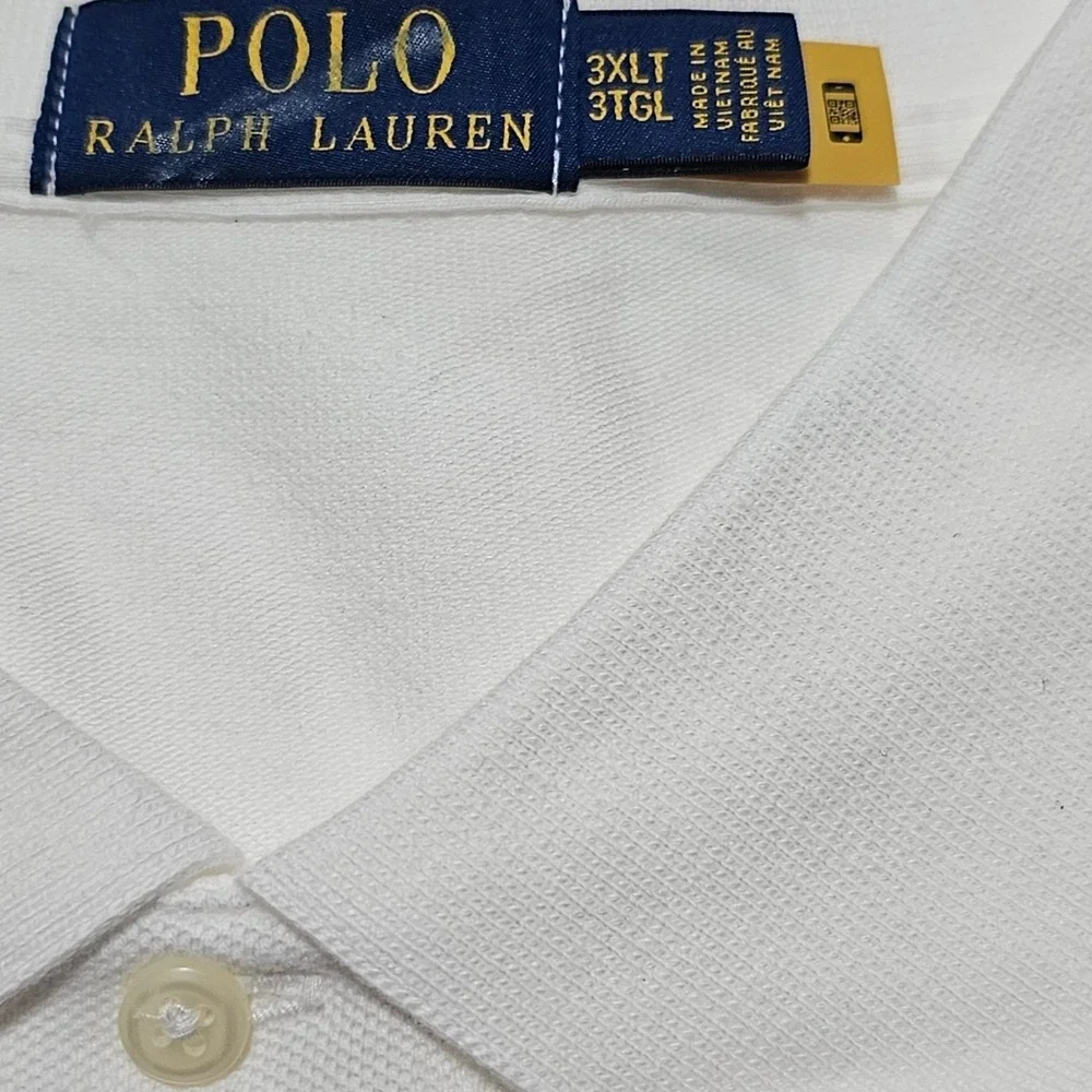 Ralph Lauren Big & Tall Triple Pony Polo Shirt White Size: 3LT (3X Large‎ Tall)